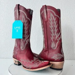 Lane LEXINGTON Womens Cowboy Boots Size 9 Red Leather Western Wear Cowgirl Tall