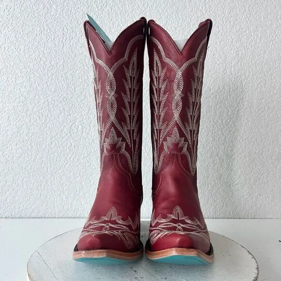 Lane LEXINGTON Womens Cowboy Boots Size 9 Red Leather Western Wear Cowgirl Tall