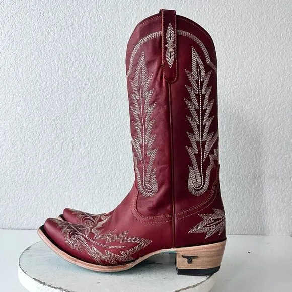 Lane LEXINGTON Womens Cowboy Boots Size 9 Red Leather Western Wear Cowgirl Tall