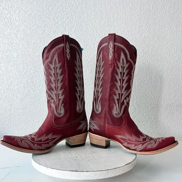 Lane LEXINGTON Womens Cowboy Boots Size 9 Red Leather Western Wear Cowgirl Tall