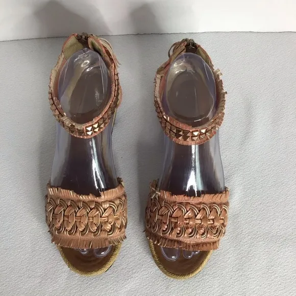 Lanvin Collection By Luxury Fashion House - Leather Espadrille Sandals Zip Back