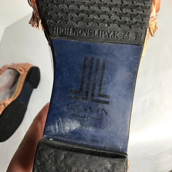 Lanvin Collection By Luxury Fashion House - Leather Espadrille Sandals Zip Back