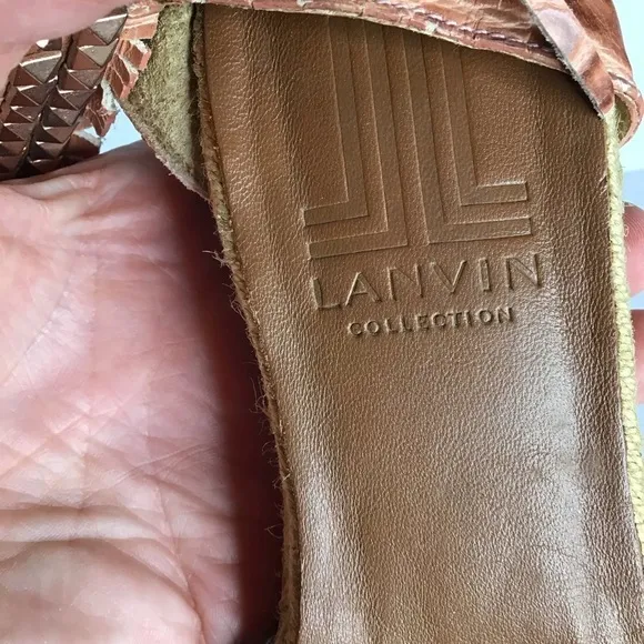 Lanvin Collection By Luxury Fashion House - Leather Espadrille Sandals Zip Back