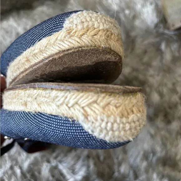 Lanvin flat espadrille denim wedge flats studded shoes strappy sandals jean