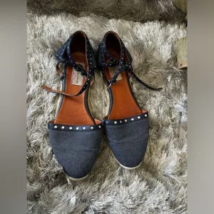 Lanvin flat espadrille denim wedge flats studded shoes strappy sandals jean