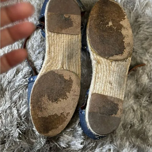 Lanvin flat espadrille denim wedge flats studded shoes strappy sandals jean
