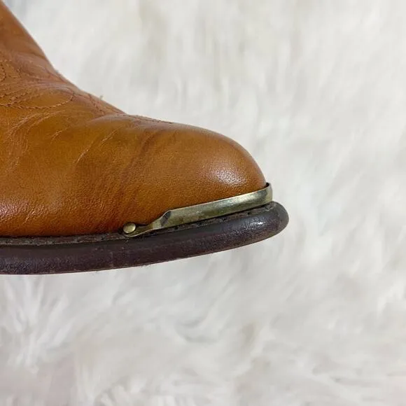 Laredo 2 Tone Brown Leather Western Boots Pull On Made in USA Women's Size 6 EUC