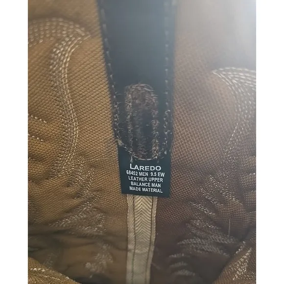 Laredo Birchwood Brown Leather Distressed Cowboy Western Boots Mens Size 9.5 EW