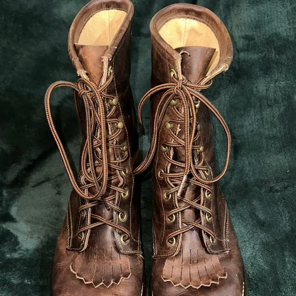 Laredo Western Packer Boots Size 10D – Brown Leather Lace-Up Cowboy Work Boots
