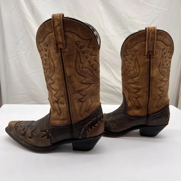 Laredo Women's Western Cowboy Boots Cullison Bucklace Black/tan crackle-leopard