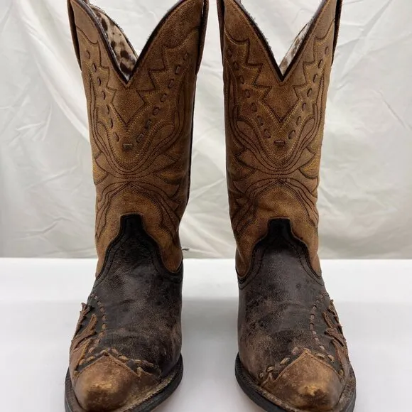 Laredo Women's Western Cowboy Boots Cullison Bucklace Black/tan crackle-leopard