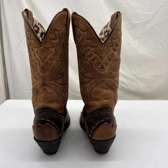 Laredo Women's Western Cowboy Boots Cullison Bucklace Black/tan crackle-leopard