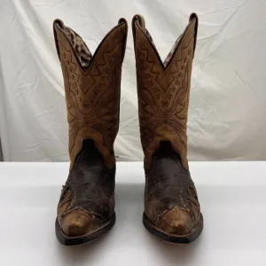 Laredo Women's Western Cowboy Boots Cullison Bucklace Black/tan crackle-leopard