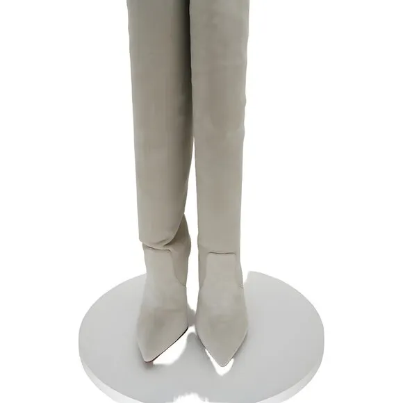 Larroudé Women's Grey Suede Stiletto Knee Boots Size 6