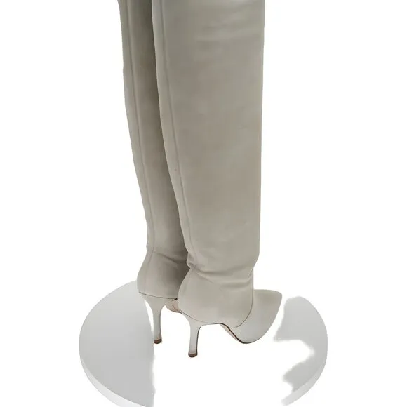 Larroudé Women's Grey Suede Stiletto Knee Boots Size 6