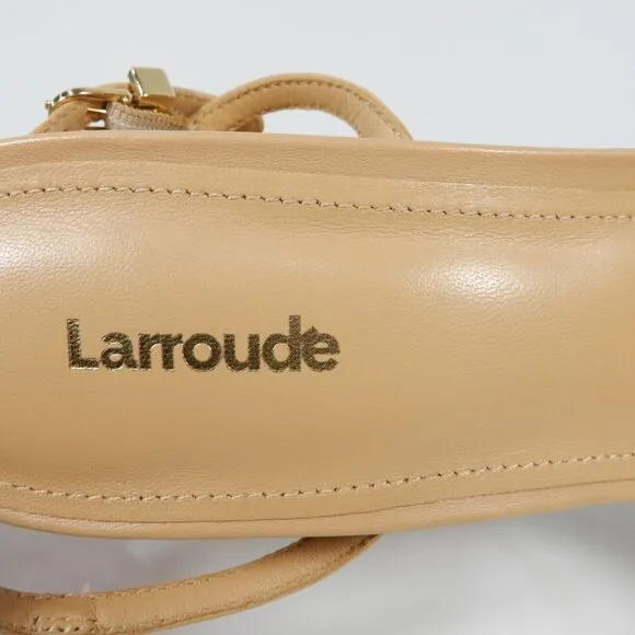 Larroude Annie Platform SANDALS High Heels Size 10 Tan Nude Leather NEW $330