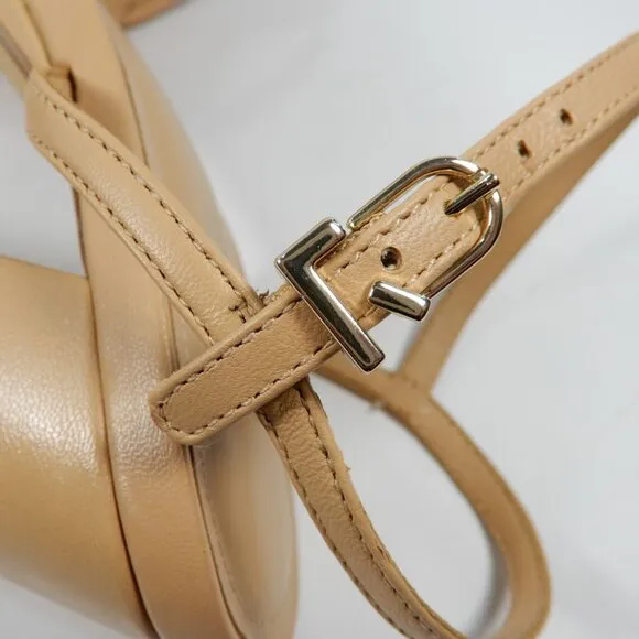Larroude Annie Platform SANDALS High Heels Size 10 Tan Nude Leather NEW $330