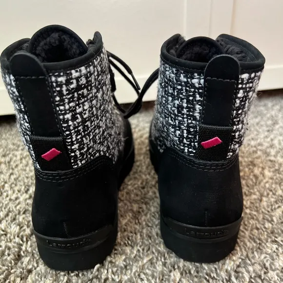 Larroude Women’s Vail Black Suede Tweed Boots NWOT Size‎ 9