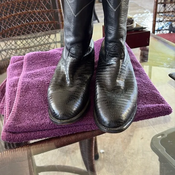 Larry Mahan Black Leather Boots