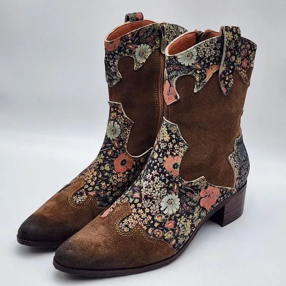 L'Artiste by Spring Step Lady Luck‎ Brown Multi Suede Boots EU 40 US Women's 9 M