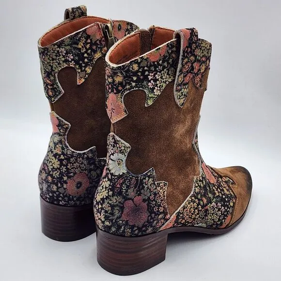 L'Artiste by Spring Step Lady Luck‎ Brown Multi Suede Boots EU 40 US Women's 9 M