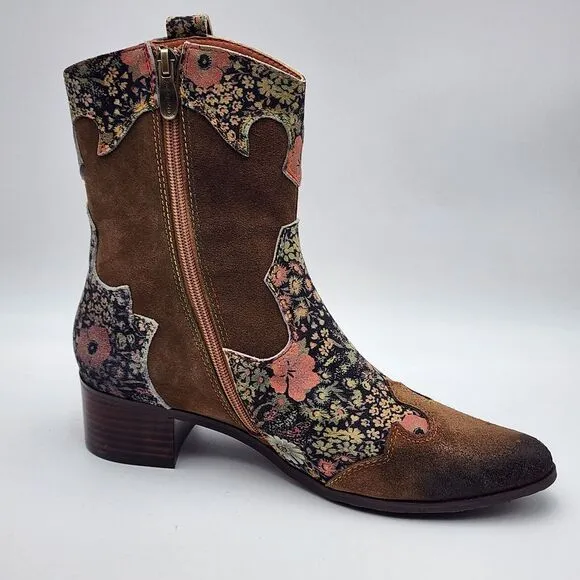 L'Artiste by Spring Step Lady Luck‎ Brown Multi Suede Boots EU 40 US Women's 9 M