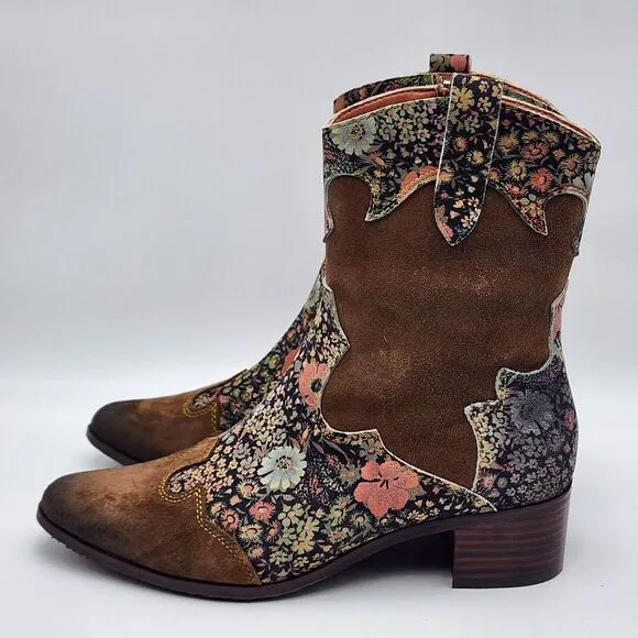 L'Artiste by Spring Step Lady Luck‎ Brown Multi Suede Boots EU 40 US Women's 9 M