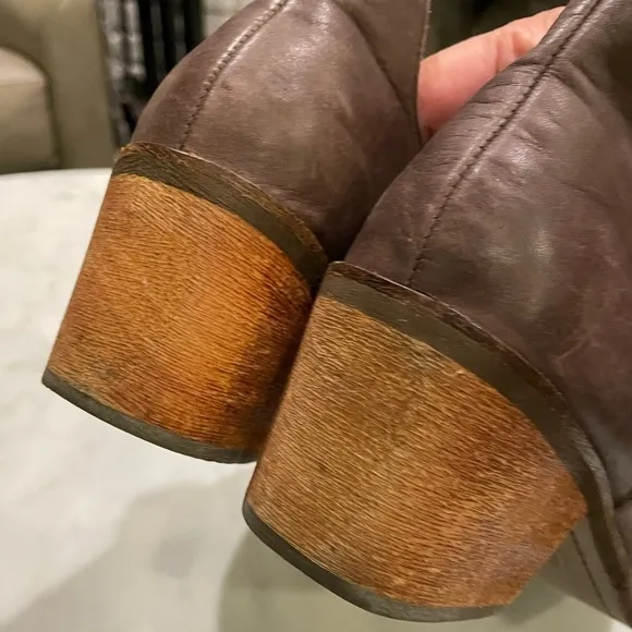 Latigo Anthropologie Kick Soft Leather Woven Western Espresso Booties Size 8.5
