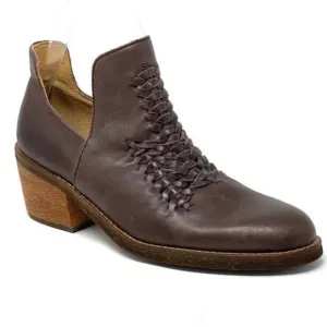 Latigo Anthropologie Kick Soft Leather Woven Western Espresso Booties Size 8.5