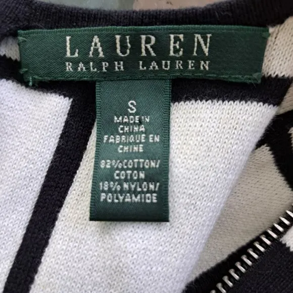 Lauren Ralph Lauren Black Crewneck Windowpane Check Knit Dress Size Small