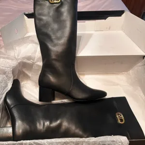 Lauren Ralph Lauren Black Leather Knee-High Boots NIB size 8.5