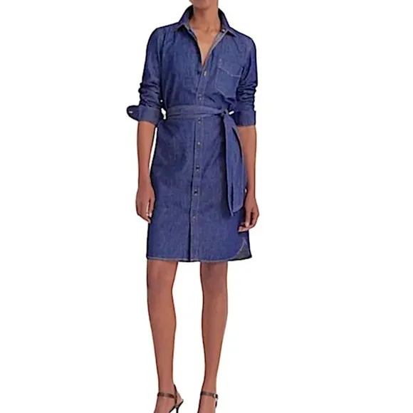 Lauren Ralph Lauren Denim Shirt Dress front button med to dark wash size Large