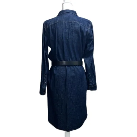 Lauren Ralph Lauren Denim Shirt Dress front button med to dark wash size Large
