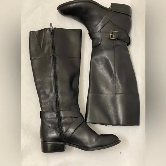 Lauren Ralph Lauren Leather Maryann Riding Boots | Black | Size 6