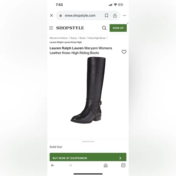 Lauren Ralph Lauren Leather Maryann Riding Boots | Black | Size 6