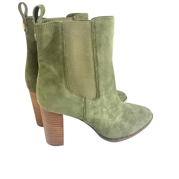 Lauren Ralph Lauren Mylah Suede Leather Boots Olive Green Size 9 - NEW