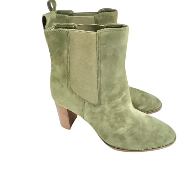 Lauren Ralph Lauren Mylah Suede Leather Boots Olive Green Size 9 - NEW