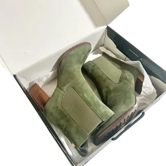 Lauren Ralph Lauren Mylah Suede Leather Boots Olive Green Size 9 - NEW