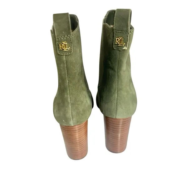 Lauren Ralph Lauren Mylah Suede Leather Boots Olive Green Size 9 - NEW