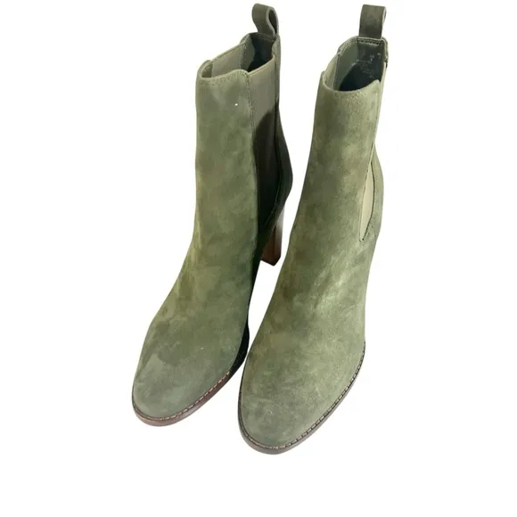 Lauren Ralph Lauren Mylah Suede Leather Boots Olive Green Size 9 - NEW