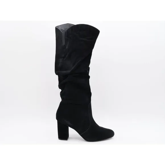Laurie Felt Boots Womens 11 Black Suede Knee High Slouch Block Heel Pull On