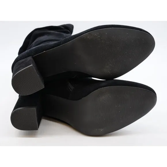 Laurie Felt Boots Womens 11 Black Suede Knee High Slouch Block Heel Pull On