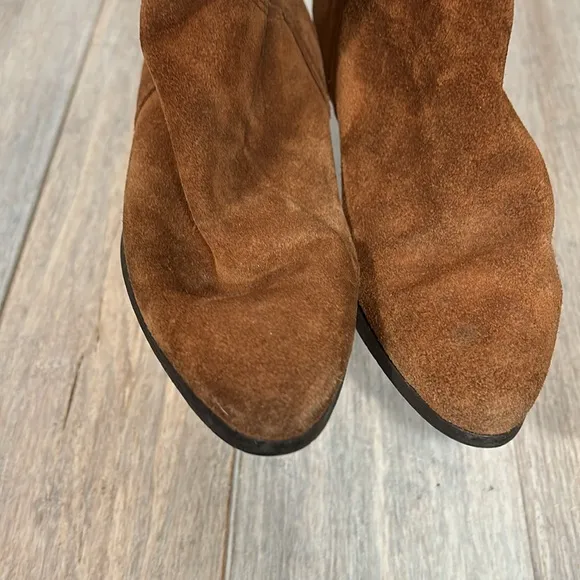 Lavorazione Artigiana Italian Brown Suede Leather Fringe Over Knee Boots sz 37