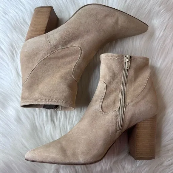 Le Pepe Suede Leather Heeled Ankle Bootie Boots Size 40 Tan