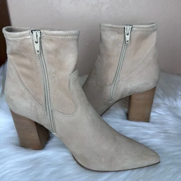 Le Pepe Suede Leather Heeled Ankle Bootie Boots Size 40 Tan