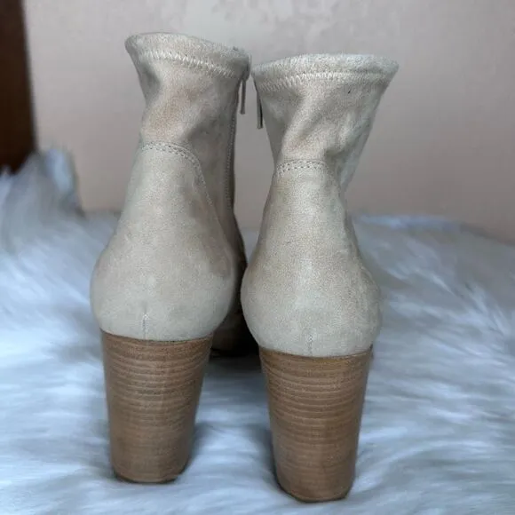 Le Pepe Suede Leather Heeled Ankle Bootie Boots Size 40 Tan
