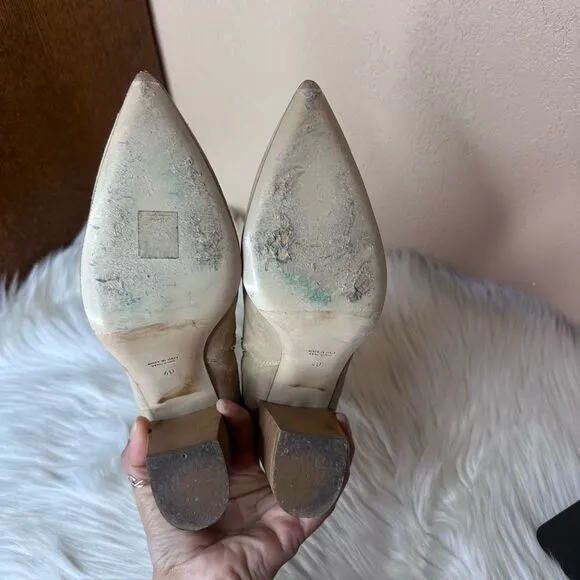 Le Pepe Suede Leather Heeled Ankle Bootie Boots Size 40 Tan