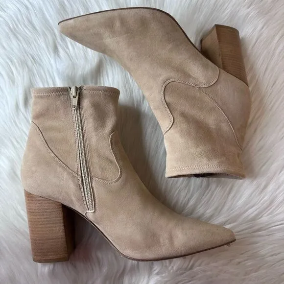 Le Pepe Suede Leather Heeled Ankle Bootie Boots Size 40 Tan