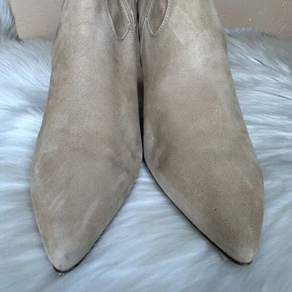 Le Pepe Suede Leather Heeled Ankle Bootie Boots Size 40 Tan