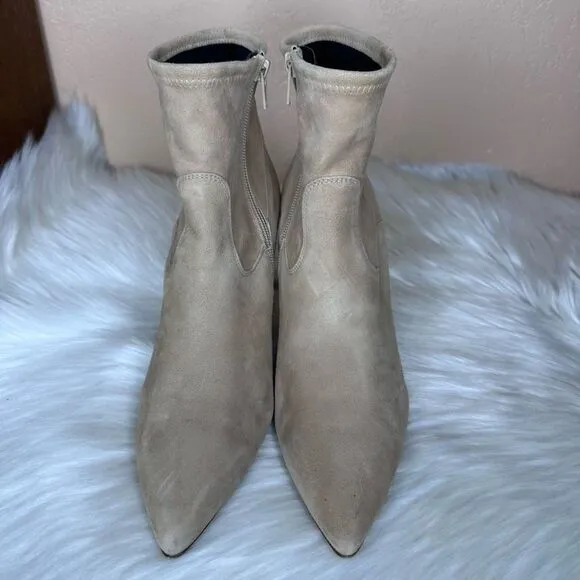 Le Pepe Suede Leather Heeled Ankle Bootie Boots Size 40 Tan